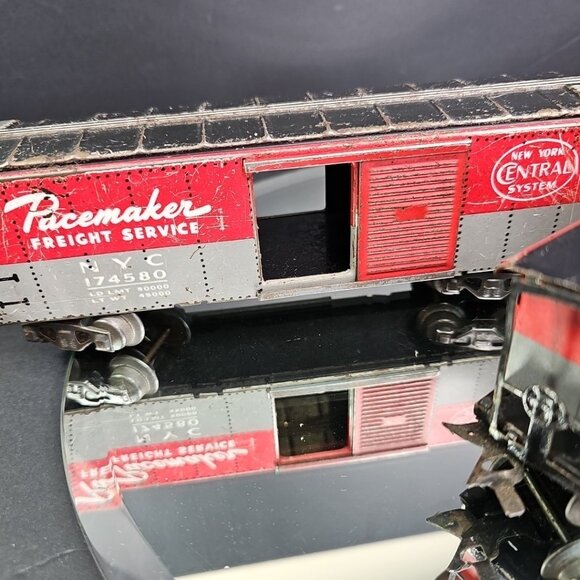 Marx O GaugeFreight Car And Caboose Pair Tin Train Vintage Railroad Made In USA - Picture 14 of 16